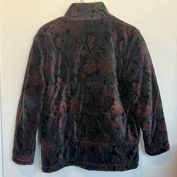 Jones New York Velvet Floral Puffer Coat - Picture 2 of 2